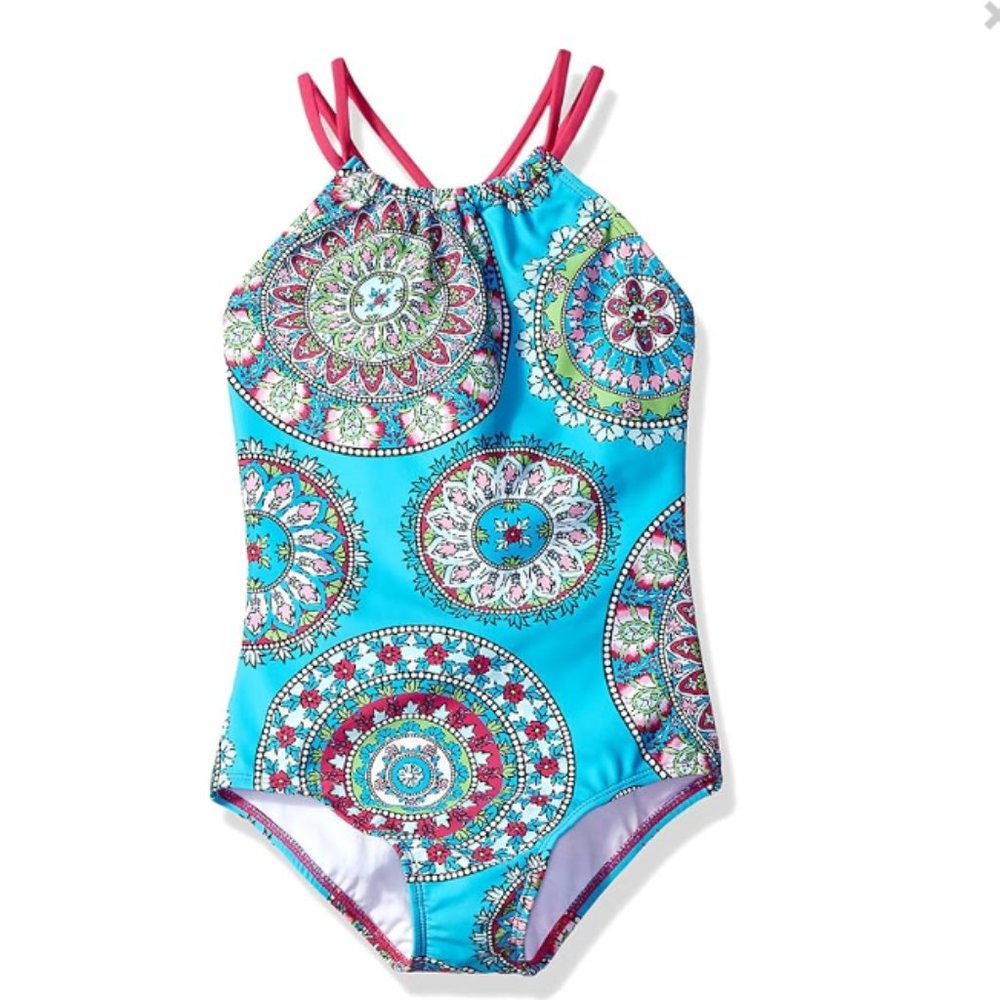 Kanu Surf Big Girl Jasmine One Piece, Jasmine Aqua,  Multicolor Size 14 9164